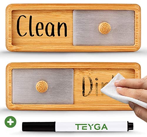 TEYGA Bamboo Dishwasher Clean Dirty Magnet Sign, With Stainless Steel  Window Dishwasher Magnet Clean Dirty 